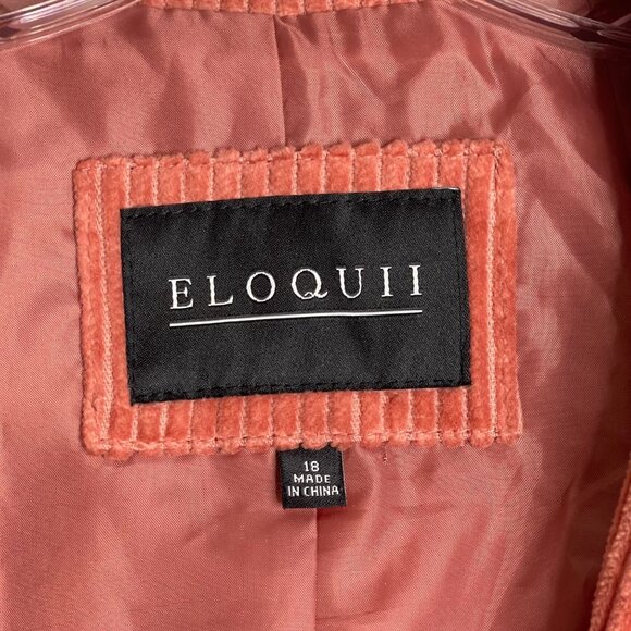 Eloquii Corduroy One Button Blazer Jacket Women's 18 Wide Whale Coral Pink - Picture 4 of 11